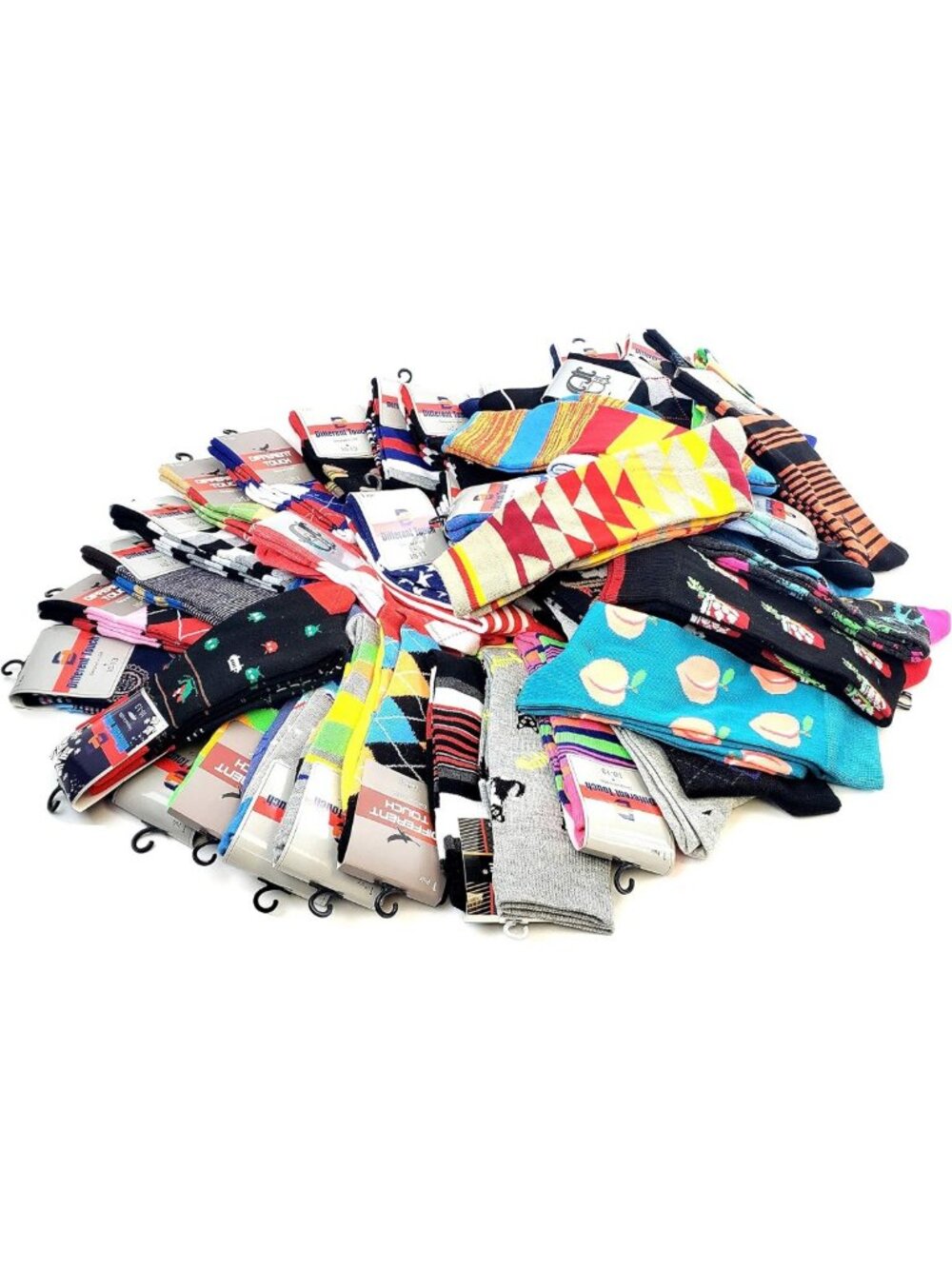 50 Pairs Assorted Bright Color Fancy Design Men's Dress Socks Wholesale Lot
